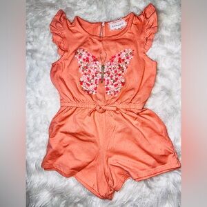 Floral Butterfly Kids Romper - Orange